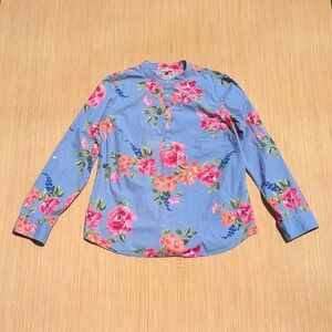 Talbots Shirt Floral Garden Bright Colorful Cotton‎ Button Down Women's Medium